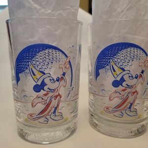 Disney Blue and Red Mickey Mouse 25th Anniversary Drinkware Set Of 2